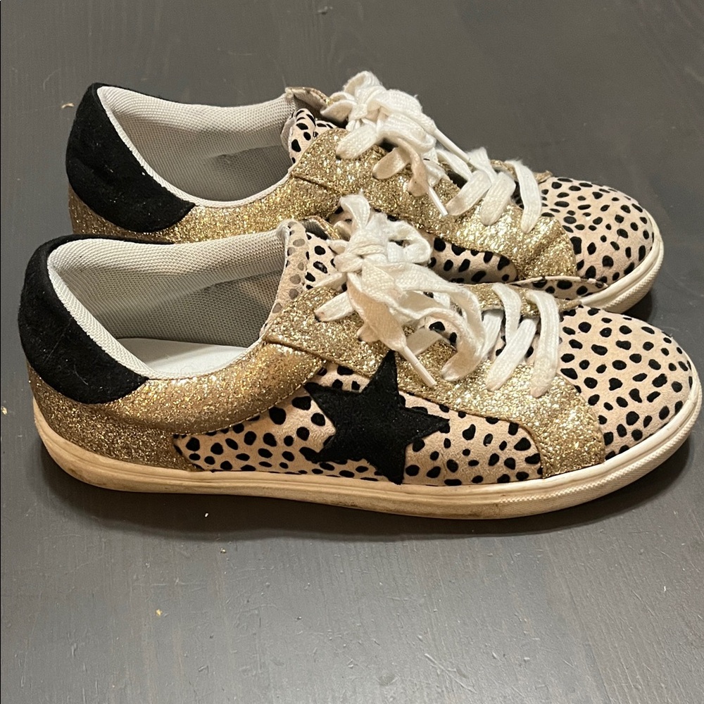 Converse Gold and Black Star Sneakers